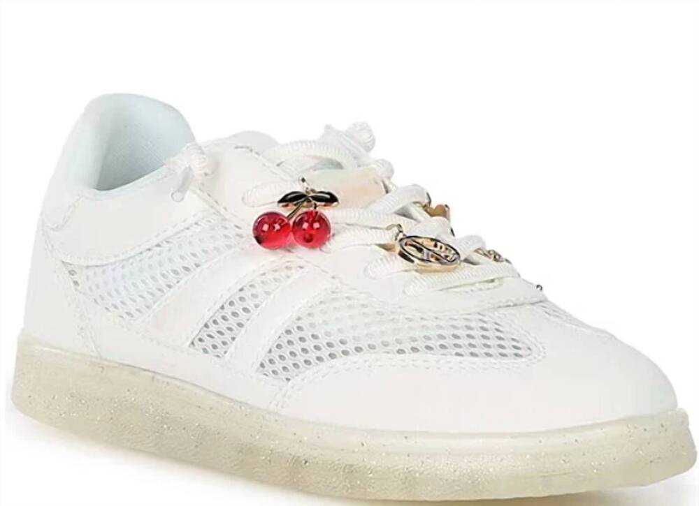 NEW STEVE MADDEN girls' j-verdict charm ornamented sneakers in white